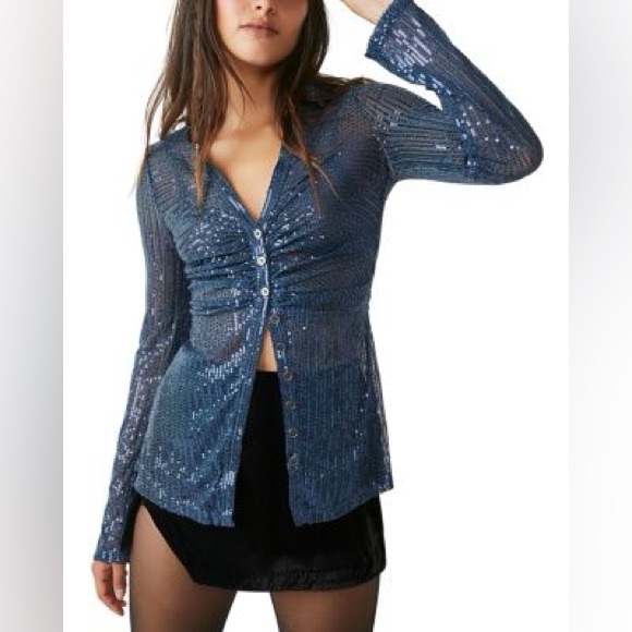 𝓯𝓹 Free People ~ Sequin Shirtee - Picture 13 of 16